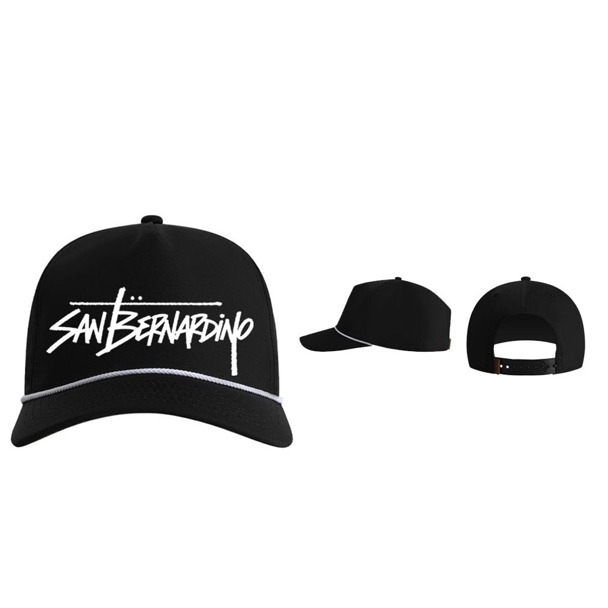 San Bernardino Midnight Rope Snapback – Black & White