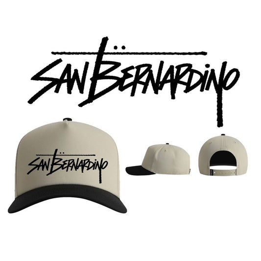 San Bernardino Signature Snapback – Cream & Black